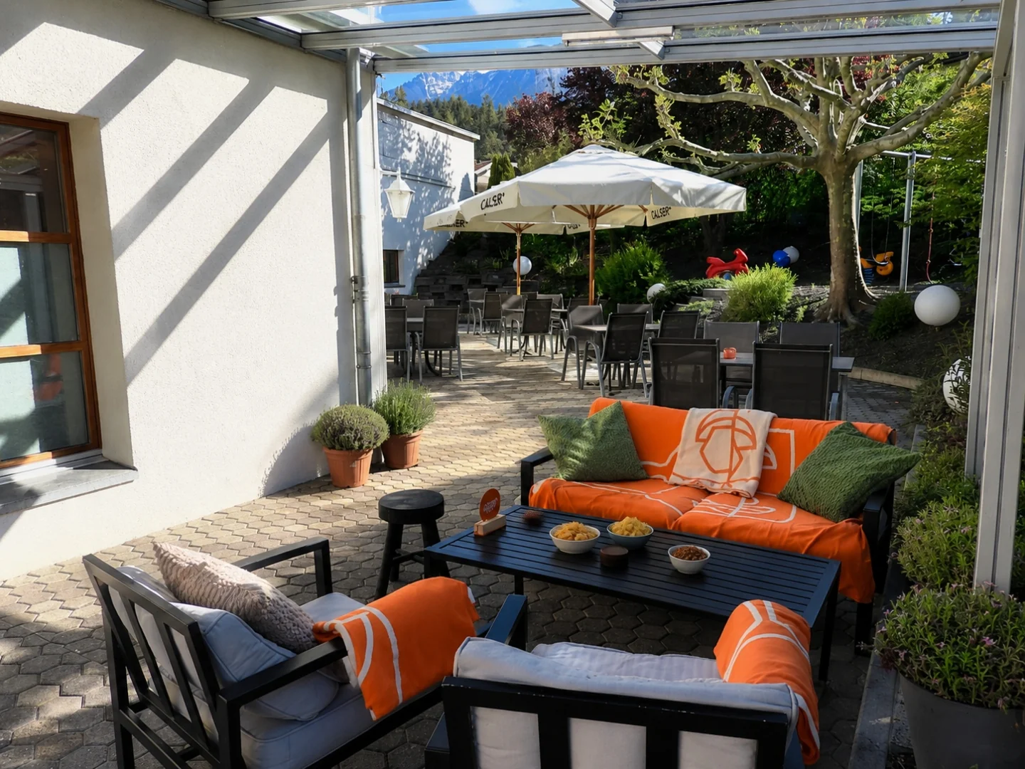 Terrace dining at Alpine Hotel Reich